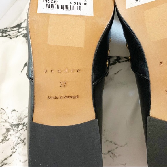 Sandro Paris Leather Studded Bary Mules NIB 37 - Picture 6 of 7